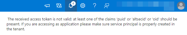 Screenshot of Azure Synapse Analytics notifications showing the details of the “failed to subscribe” error.