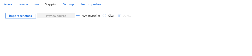 Screenshot of implicit mapping in the copy data activity.