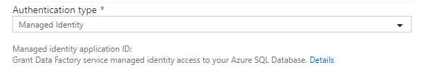 Screenshot of the Managed Identity properties